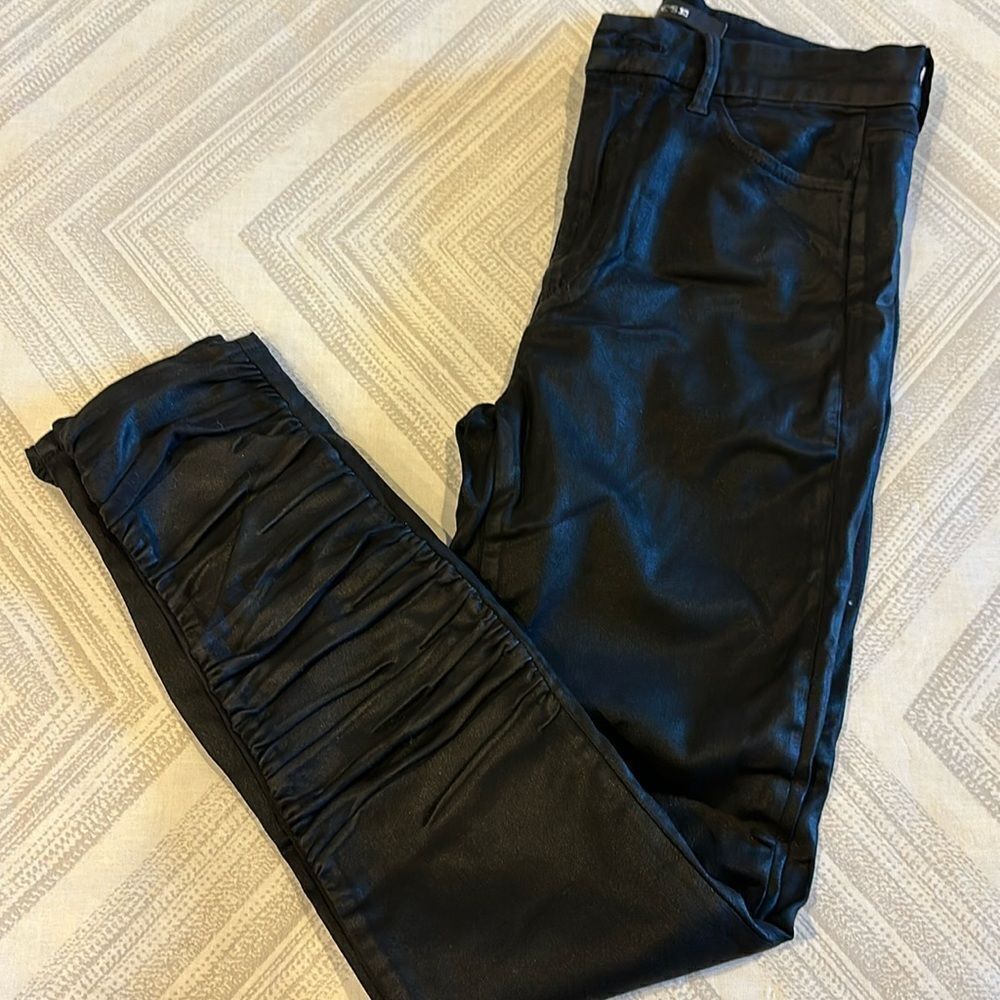 Joe’s Jeans Black Coated The Charlie High Rise Skinny Ankle Scrunched Jeans - 26